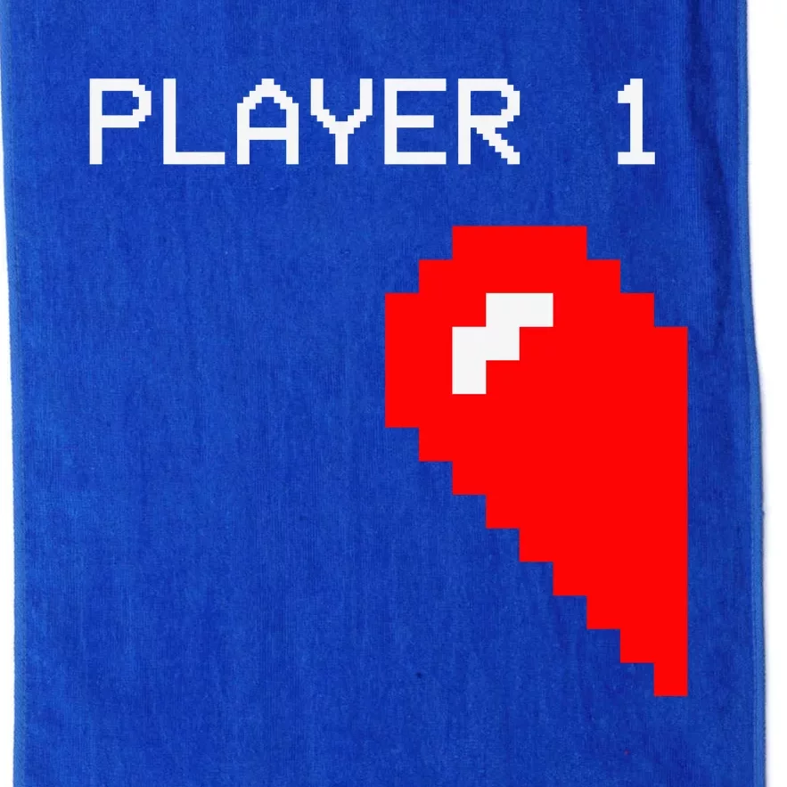 Player 1 Funny Video Game Lover Joystick Matching Gamer Couple Platinum Collection Golf Towel