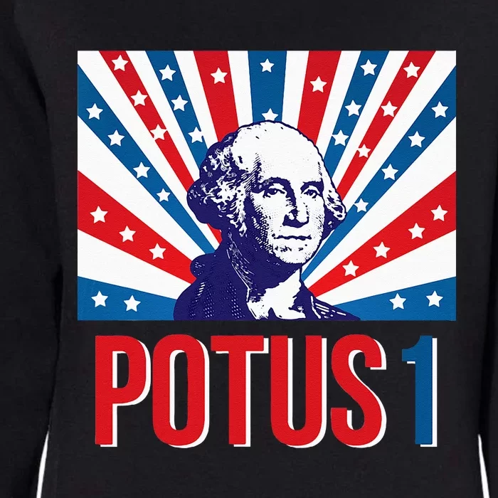 Potus 1 George Washington Retro Womens California Wash Sweatshirt