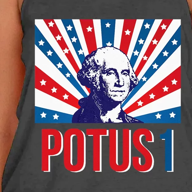 Potus 1 George Washington Retro Women's Knotted Racerback Tank