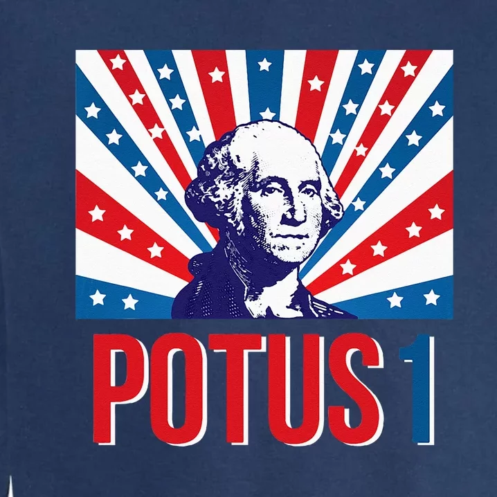 Potus 1 George Washington Retro Garment-Dyed Sweatshirt