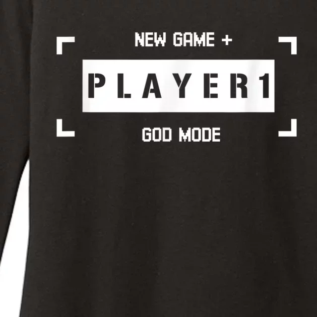 Player 1 God Mode New Game Plus Cool Gamer Womens CVC Long Sleeve Shirt