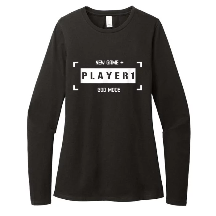 Player 1 God Mode New Game Plus Cool Gamer Womens CVC Long Sleeve Shirt