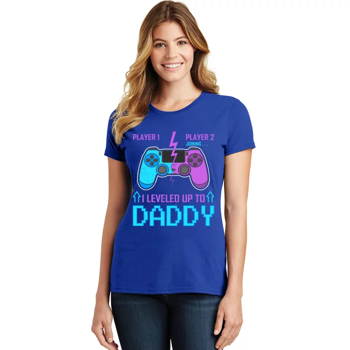 Player 1 Player 2 Joining I Leveled Up To Daddy Gaming Dad Funny Gift Women's T-Shirt