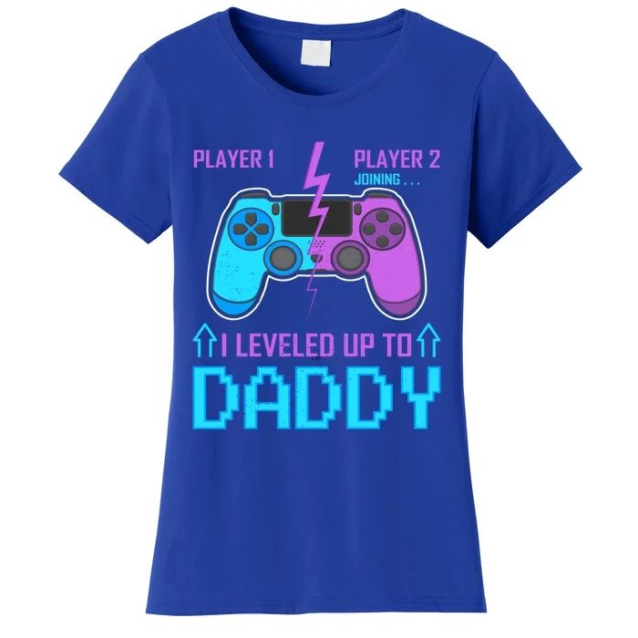 Player 1 Player 2 Joining I Leveled Up To Daddy Gaming Dad Funny Gift Women's T-Shirt