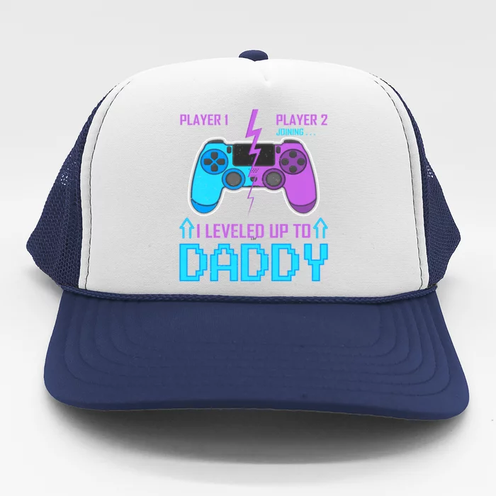 Player 1 Player 2 Joining I Leveled Up To Daddy Gaming Dad Funny Gift Trucker Hat