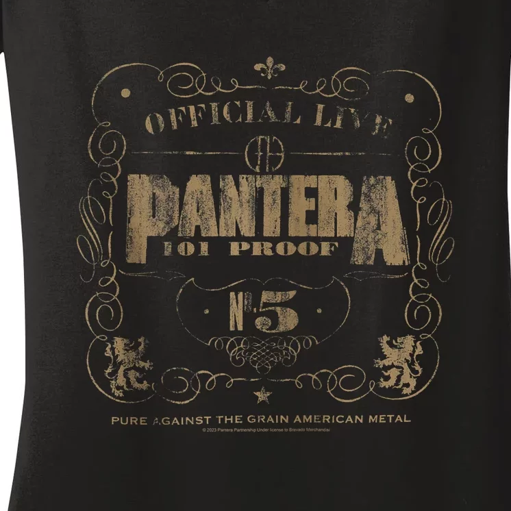 Pantera_ 101 Proof Skull Rock Music Band Women's V-Neck T-Shirt