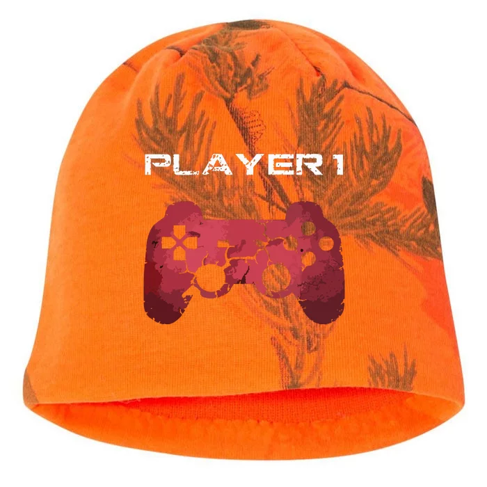 Player 1 Player 2 Gamer Gaming Matching Dad Son Couple Kati - Camo Knit Beanie