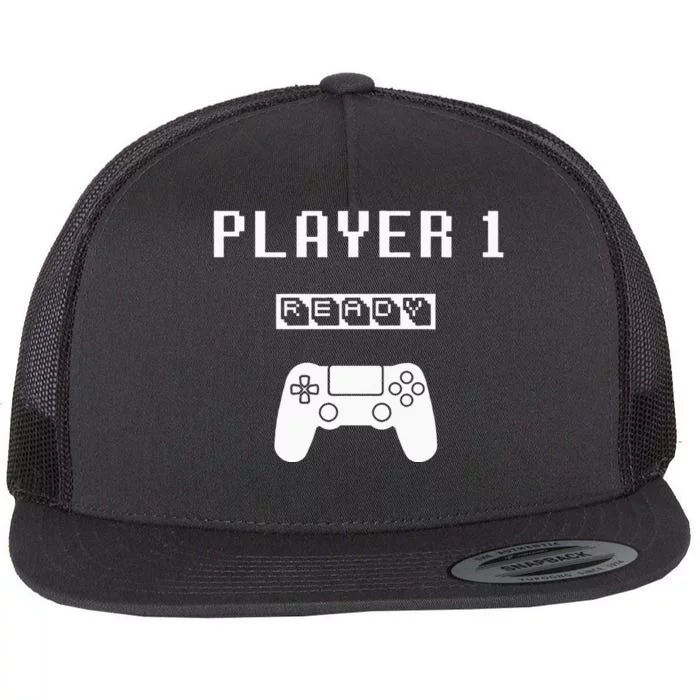 Player 1 Player 2 ready player 3 loading... pregnancy ps Flat Bill Trucker Hat