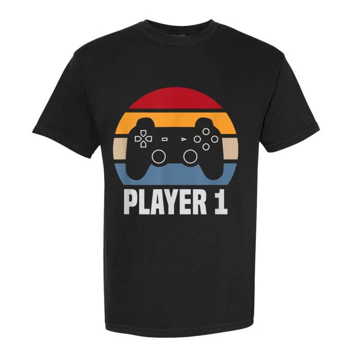 Player 1 Player 2 Couple Matching Video Gamer Garment-Dyed Heavyweight T-Shirt