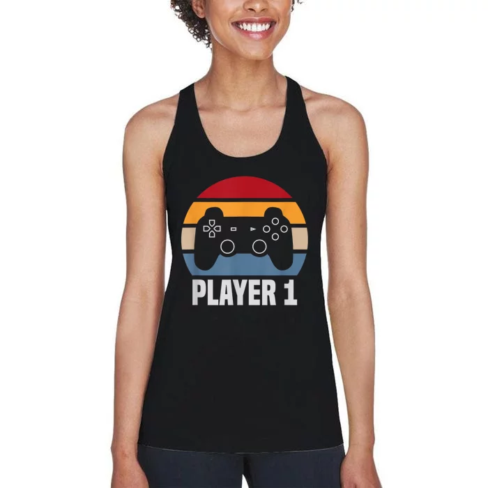 Player 1 Player 2 Couple Matching Video Gamer Women's Racerback Tank