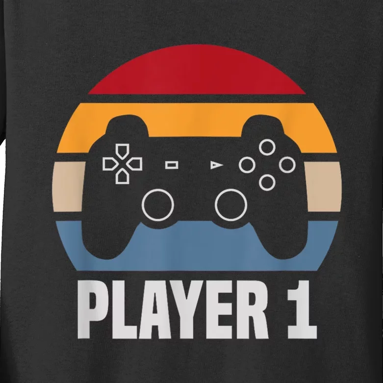 Player 1 Player 2 Couple Matching Video Gamer Kids Long Sleeve Shirt