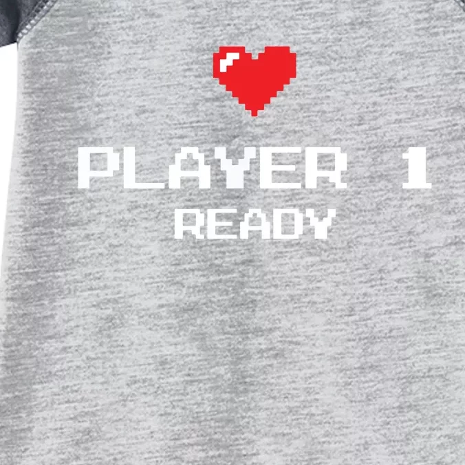 Player 1 Ready Retro Gaming New Dad Baby Announcement Infant Baby Jersey Bodysuit