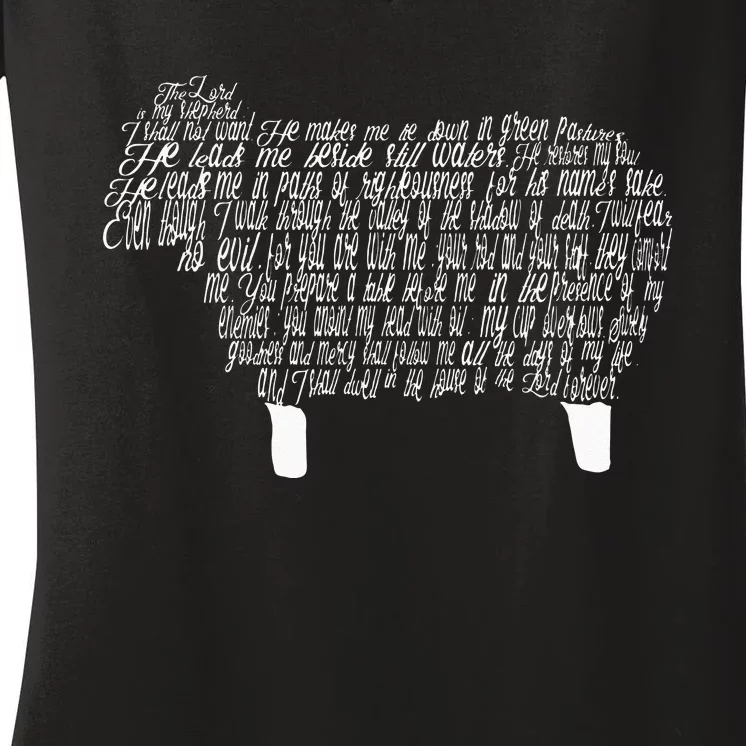 Psalm 23 Bible Scripture Lamb Women's V-Neck T-Shirt