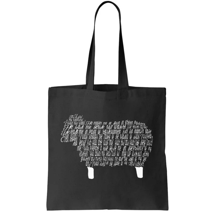 Psalm 23 Bible Scripture Lamb Tote Bag