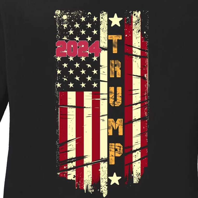 Patriotic 2024 Election Theme Ladies Long Sleeve Shirt