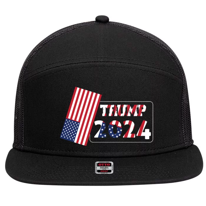 Patriotic 2024 Election Support Graphic 7 Panel Mesh Trucker Snapback Hat