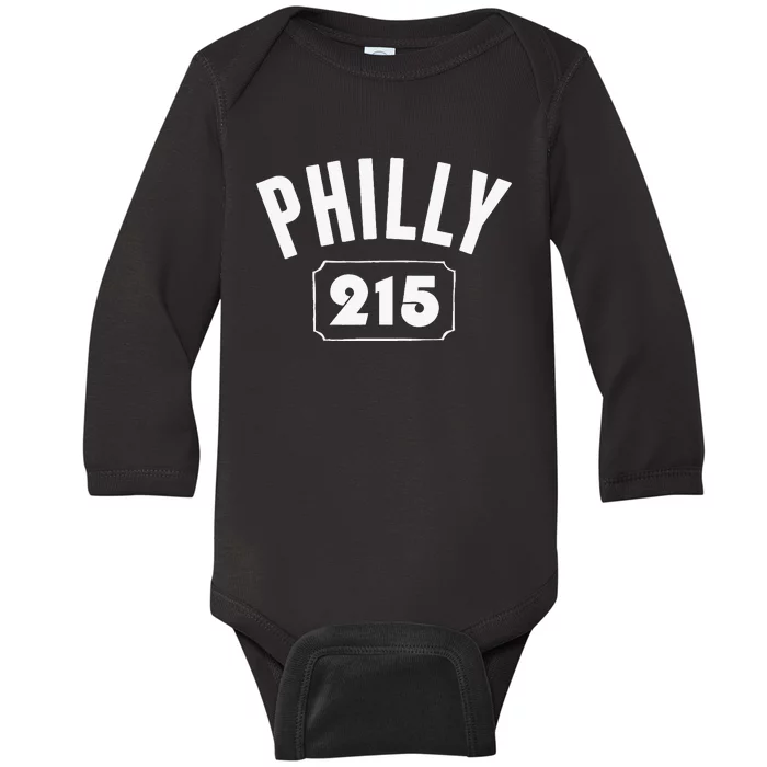 Philly 215 funny Philly Pride Area Code Workout Baby Long Sleeve Bodysuit