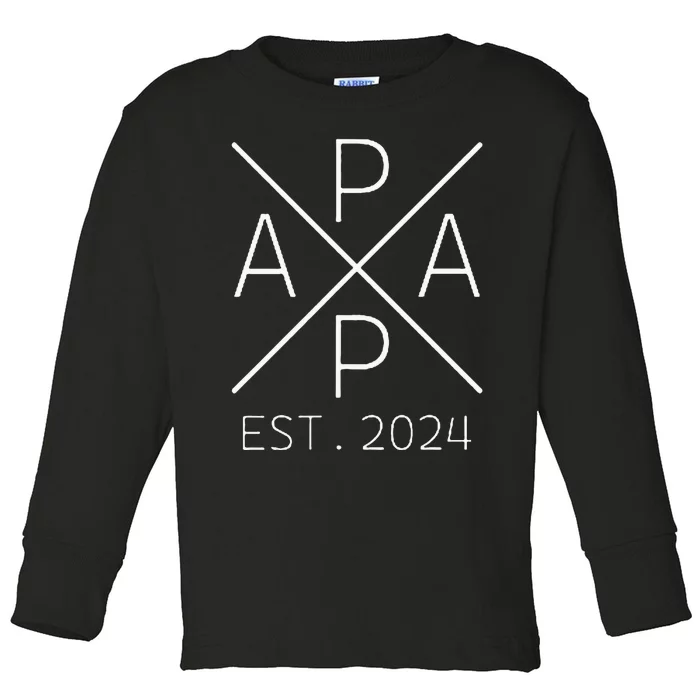 Papa 2024 Father To Be 2024 Proud Papa 2024 Toddler Long Sleeve Shirt