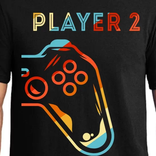 Player 2 Funny Video Game Lover Joystick Retro Matching Gamer Couple Pajama Set