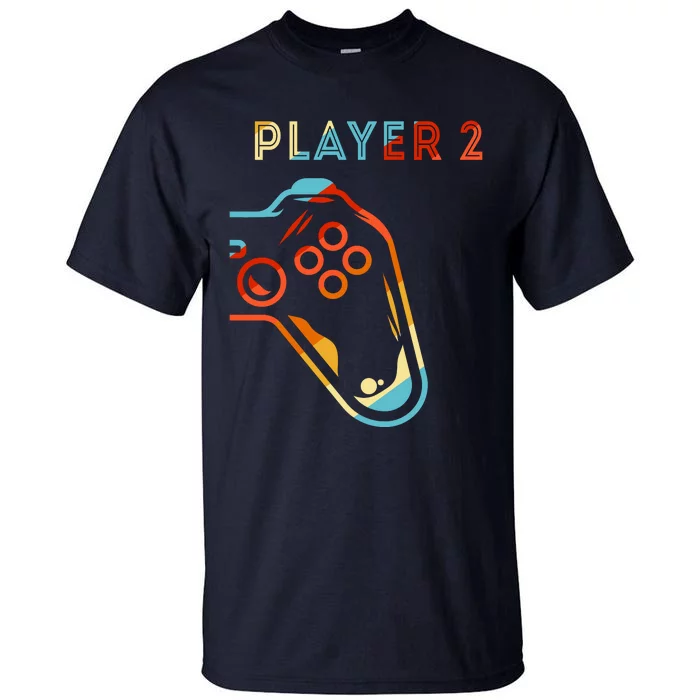 Player 2 Funny Video Game Lover Joystick Retro Matching Gamer Couple Tall T-Shirt