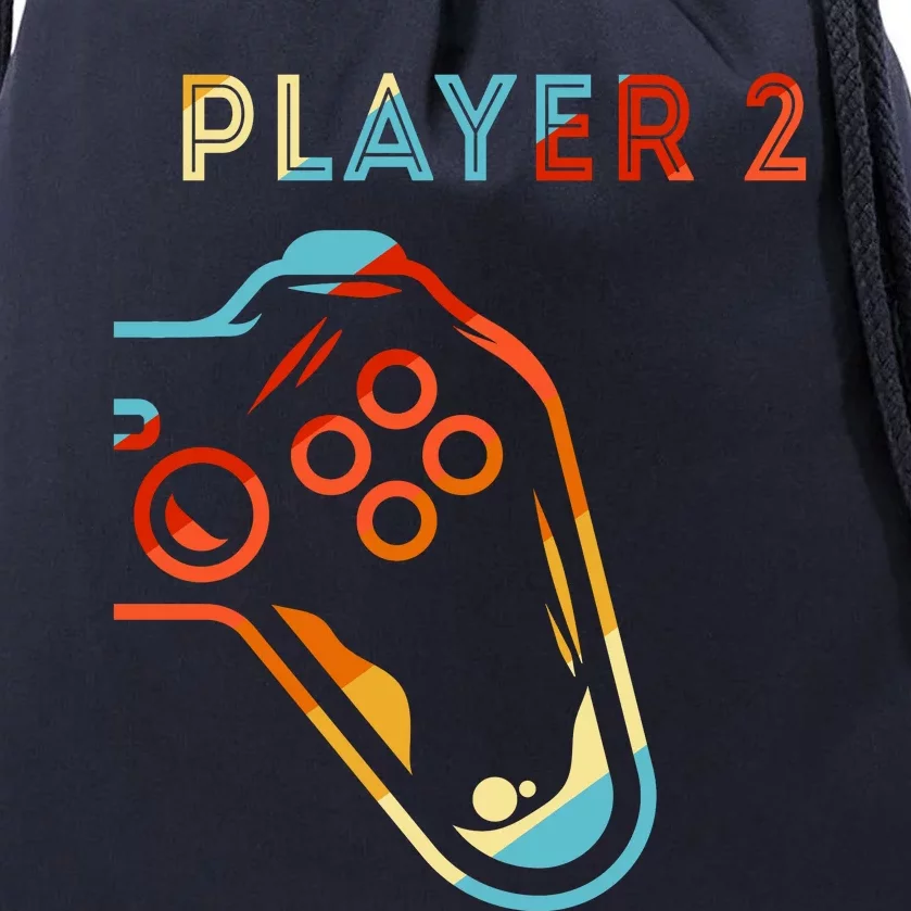 Player 2 Funny Video Game Lover Joystick Retro Matching Gamer Couple Drawstring Bag