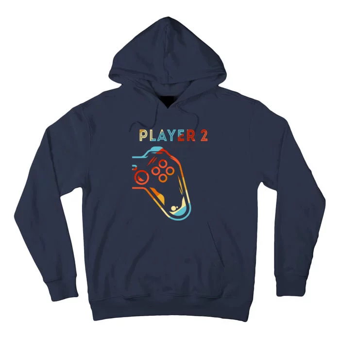 Player 2 Funny Video Game Lover Joystick Retro Matching Gamer Couple Tall Hoodie