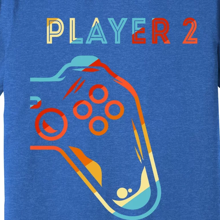 Player 2 Funny Video Game Lover Joystick Retro Matching Gamer Couple Premium T-Shirt