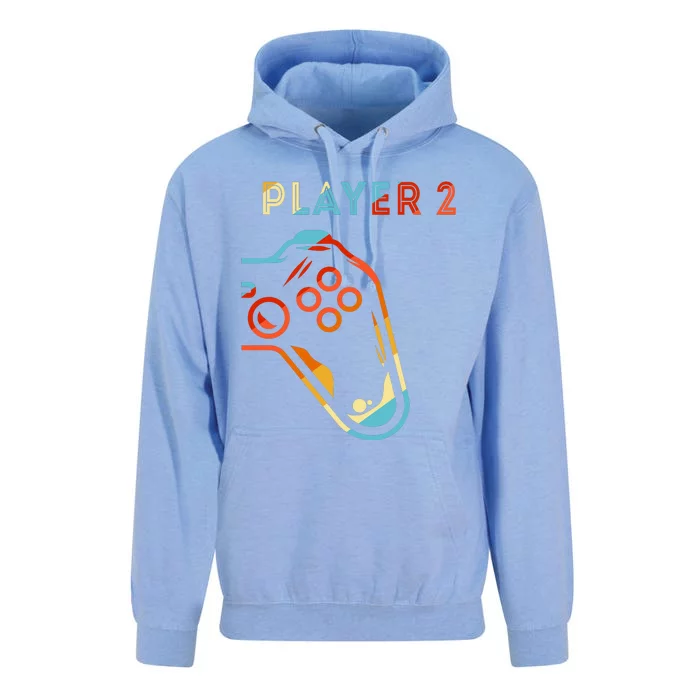 Player 2 Funny Video Game Lover Joystick Retro Matching Gamer Couple Unisex Surf Hoodie