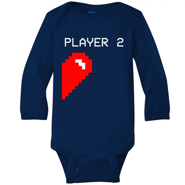 Player 2 Funny Video Game Lover Joystick Matching Gamer Couple Baby Long Sleeve Bodysuit