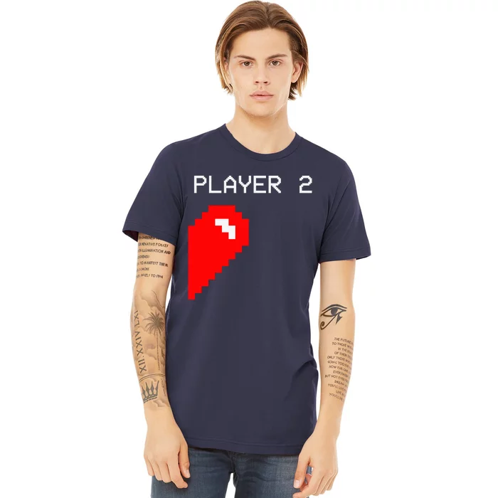 Player 2 Funny Video Game Lover Joystick Matching Gamer Couple Premium T-Shirt