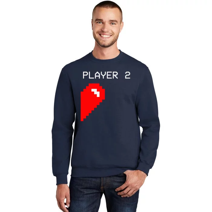 Player 2 Funny Video Game Lover Joystick Matching Gamer Couple Tall Sweatshirt