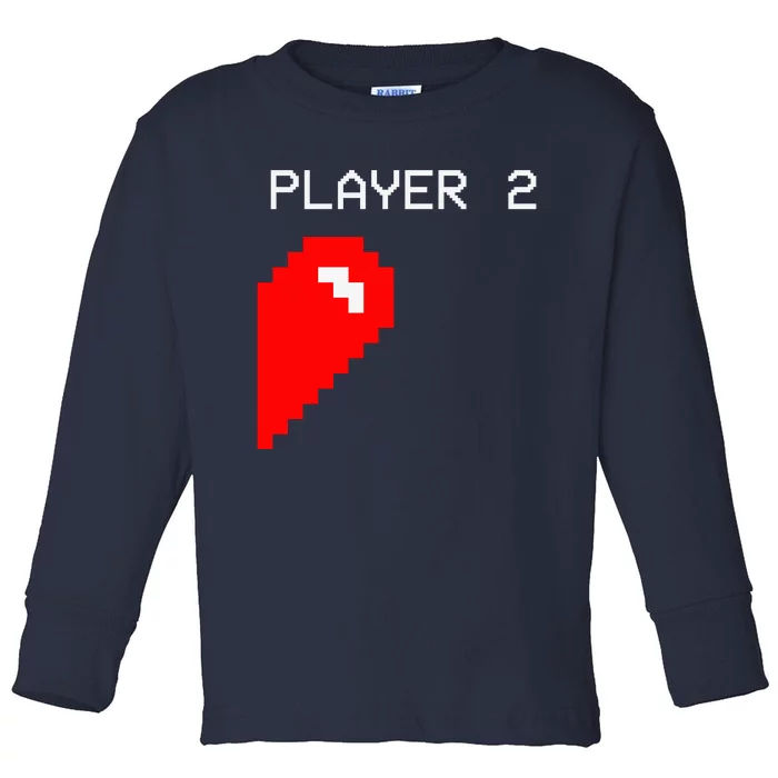 Player 2 Funny Video Game Lover Joystick Matching Gamer Couple Toddler Long Sleeve Shirt