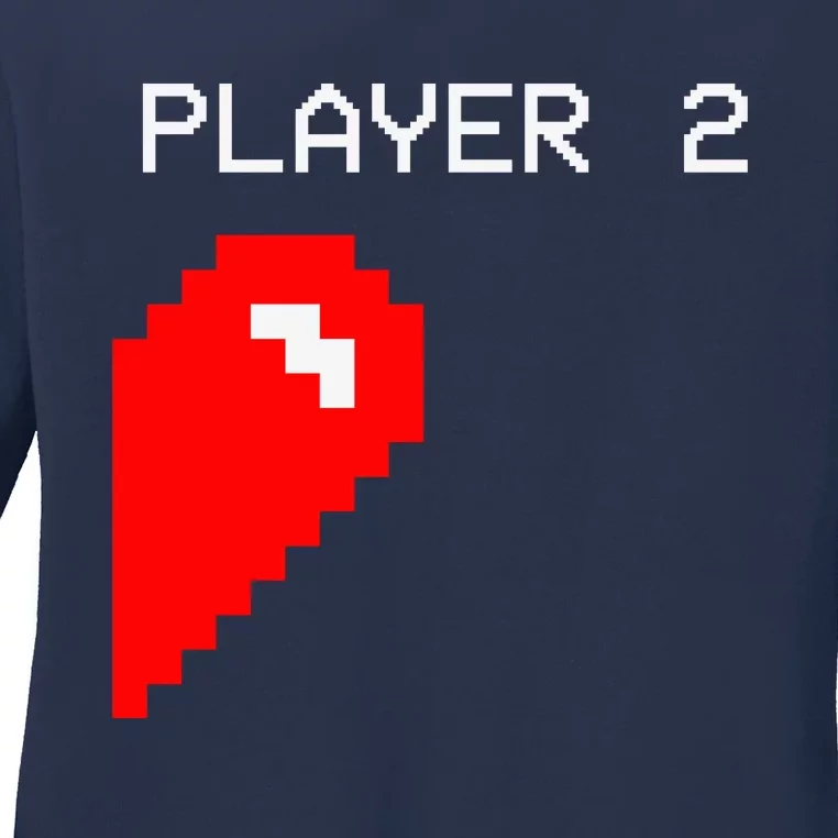 Player 2 Funny Video Game Lover Joystick Matching Gamer Couple Ladies Long Sleeve Shirt