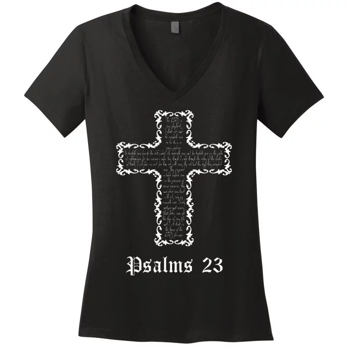 Psalms 23 Women's V-Neck T-Shirt