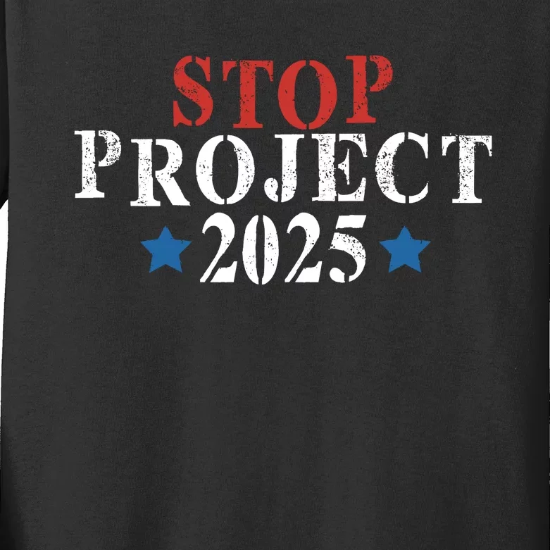 Project 2025 Pro Democracy Donald Trump Kids Long Sleeve Shirt