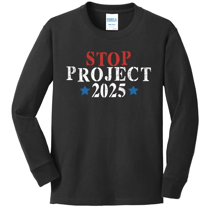 Project 2025 Pro Democracy Donald Trump Kids Long Sleeve Shirt