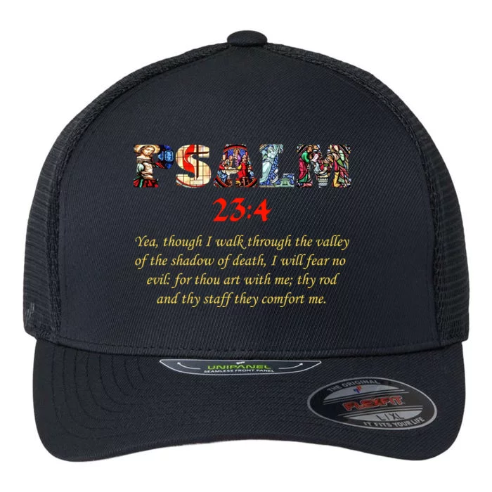 PSALM 23:4 Christin Bible Quote Flexfit Unipanel Trucker Cap