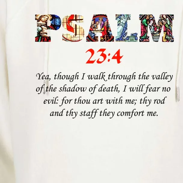 PSALM 23:4 Christin Bible Quote Womens Funnel Neck Pullover Hood