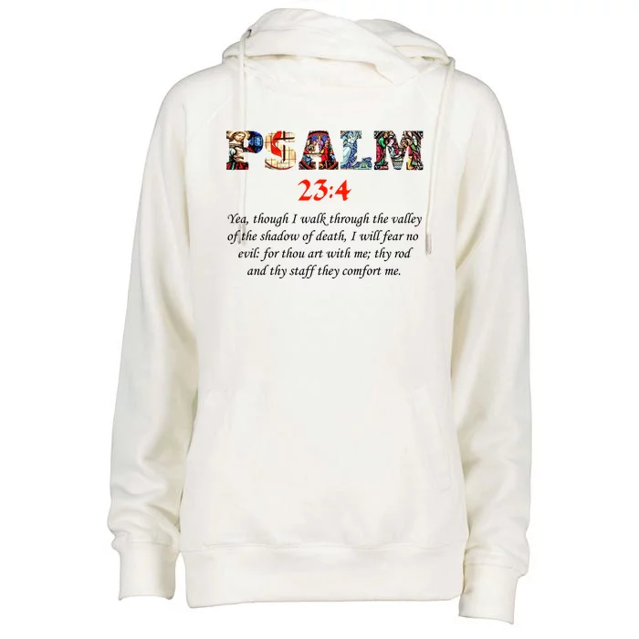 PSALM 23:4 Christin Bible Quote Womens Funnel Neck Pullover Hood