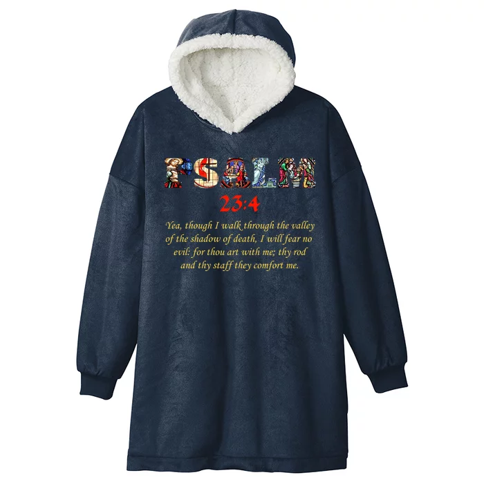 PSALM 23:4 Christin Bible Quote Hooded Wearable Blanket