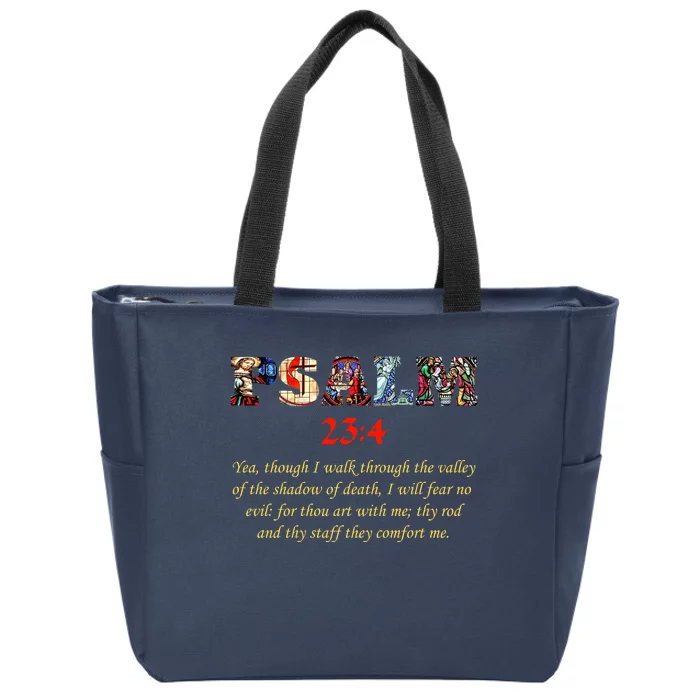 PSALM 23:4 Christin Bible Quote Zip Tote Bag