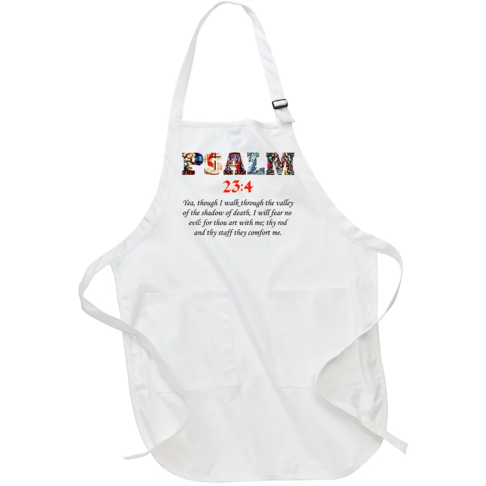 PSALM 23:4 Christin Bible Quote Full-Length Apron With Pocket