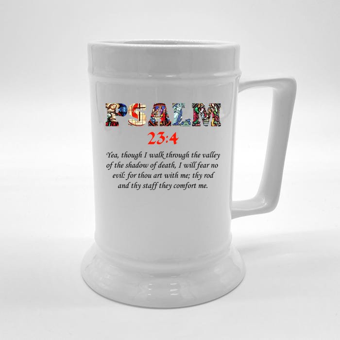 PSALM 23:4 Christin Bible Quote Front & Back Beer Stein