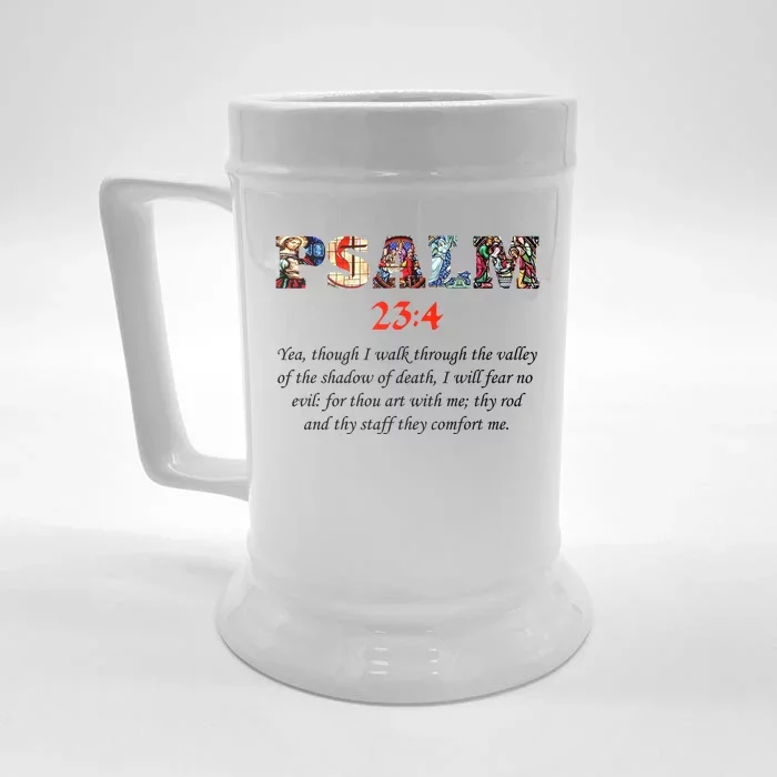 PSALM 23:4 Christin Bible Quote Front & Back Beer Stein