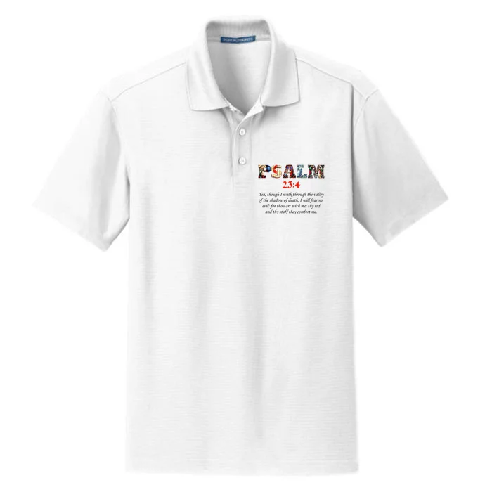 PSALM 23:4 Christin Bible Quote Dry Zone Grid Performance Polo