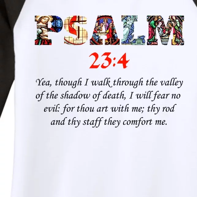 PSALM 23:4 Christin Bible Quote Women's Tri-Blend 3/4-Sleeve Raglan Shirt