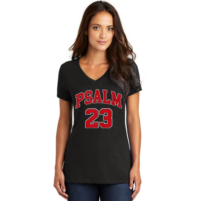 Psalm 23 Retro Sneakerhead Christian Bible Jesus Women's V-Neck T-Shirt