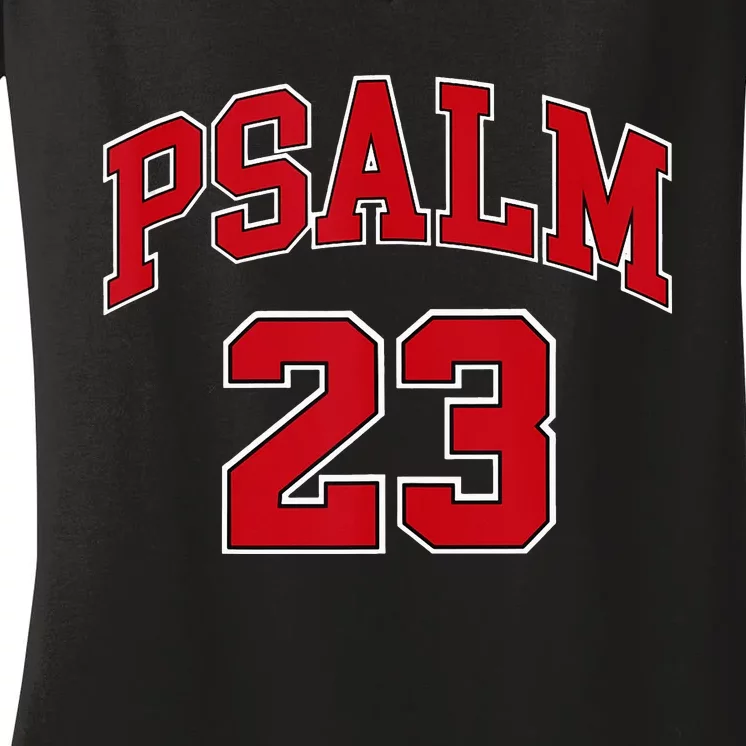 Psalm 23 Retro Sneakerhead Christian Bible Jesus Women's V-Neck T-Shirt