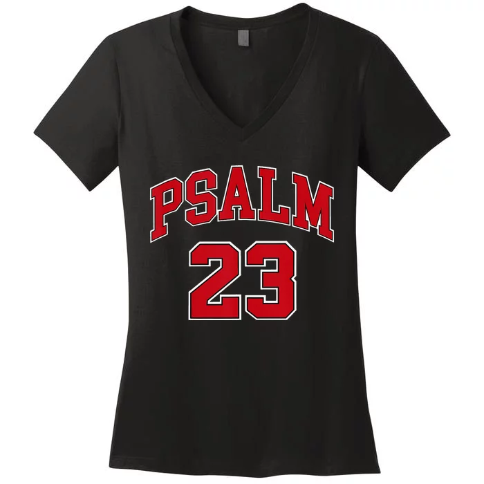 Psalm 23 Retro Sneakerhead Christian Bible Jesus Women's V-Neck T-Shirt