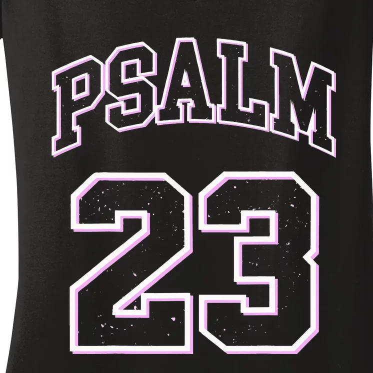 Psalm 23 Retro Sneakerhead Christian Bible Jesus Women's V-Neck T-Shirt